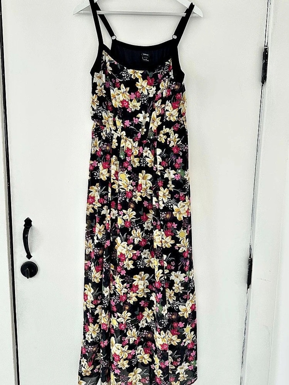 Rapunzel Tangled Torrid Black Floral Chiffon Lined Maxi Dress